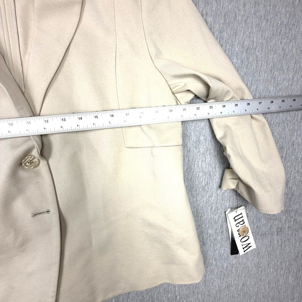 Amanda‎ + Chelsea Stone Beige Ruched Sleeve Blazer Jacket 16W NWT $180 - Picture 3 of 8